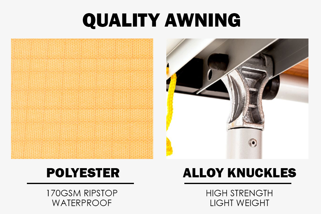 Kings 2.5x2.5M Awning 4WD Shade Top Rack Roof Screen Extension Panel